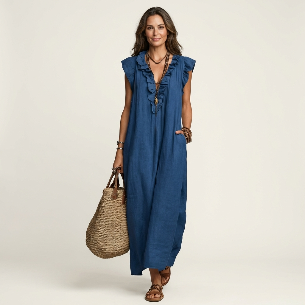 HAZEL | TUMMY COVERAGE LINEN MAXI DRESS