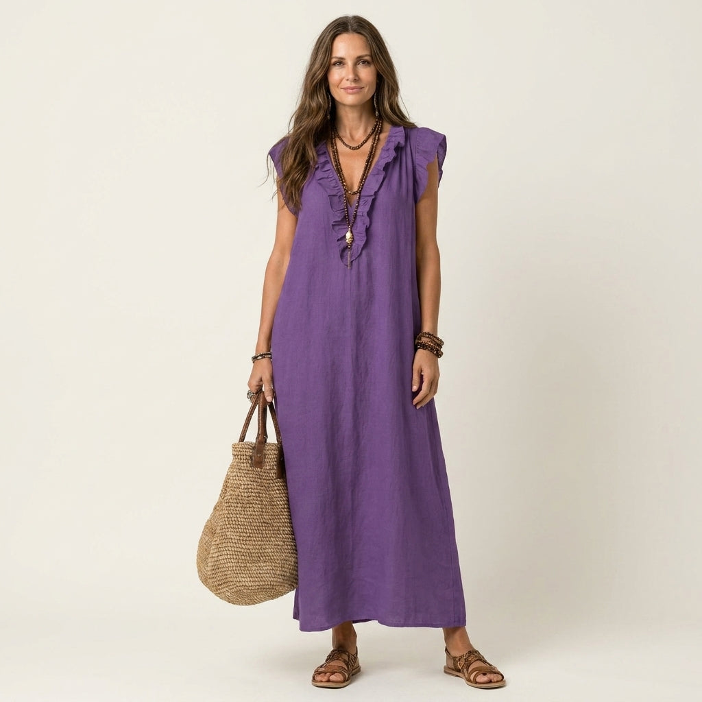 HAZEL | TUMMY COVERAGE LINEN MAXI DRESS