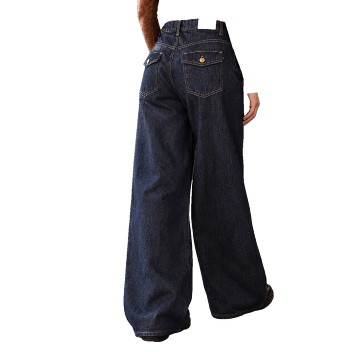 High Rise Wide Leg Dark Wash Jeans on white