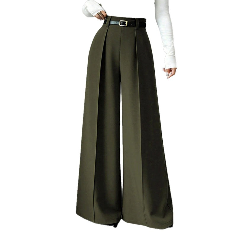 High Waist Wide Leg Pants Pleated Front on white