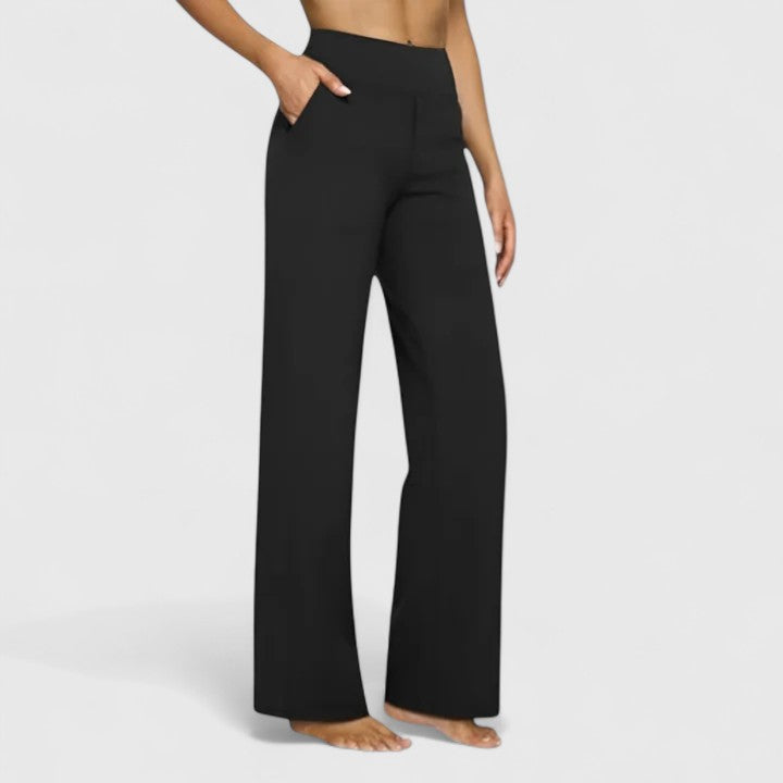 High Waist Wide Leg Pull On Pants Black 1