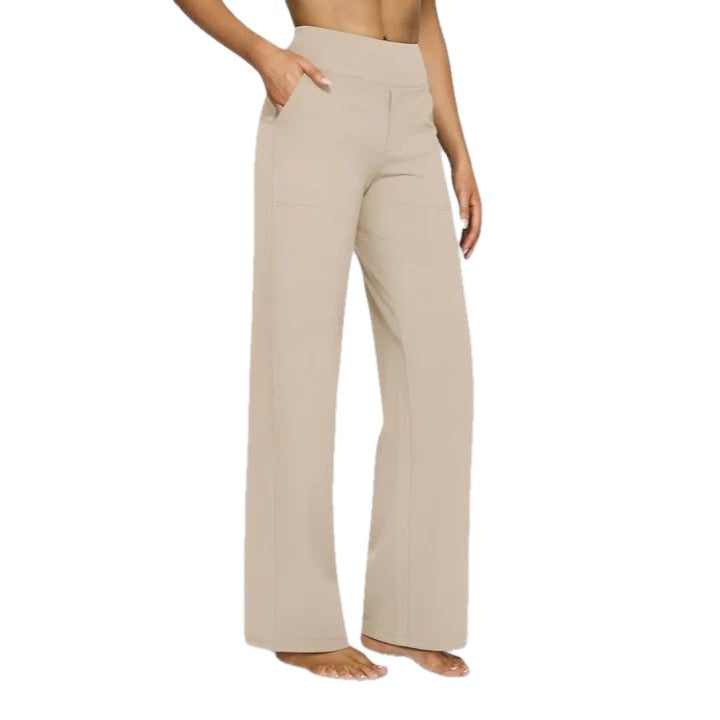 High Waist Wide Leg Pull On Pants on white