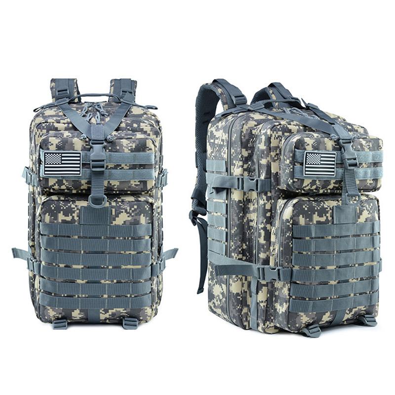 Hiking Backpack 45L with MOLLE Webbing Camo Blue 1