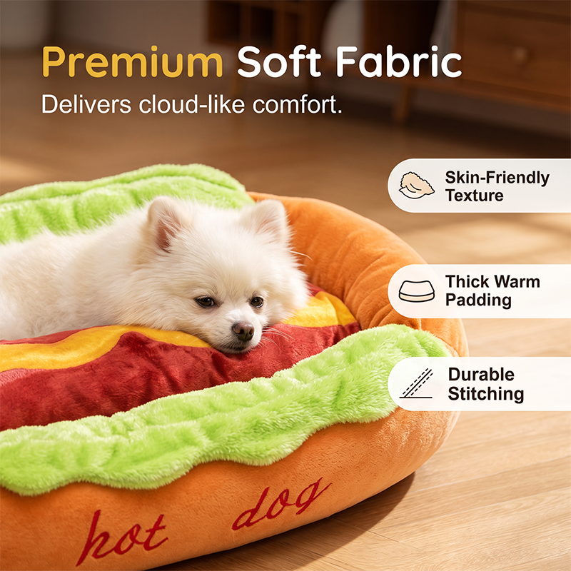 Hot Dog Shaped Pet Bed for Cats and Dogs Set of 2 4
