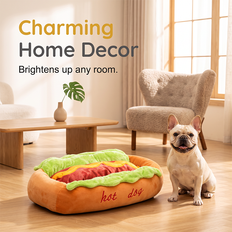 Hot Dog Shaped Pet Bed for Cats and Dogs Set of 2 5