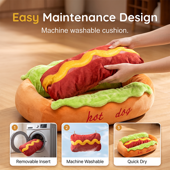Hot Dog Shaped Pet Bed for Cats and Dogs Set of 2 7