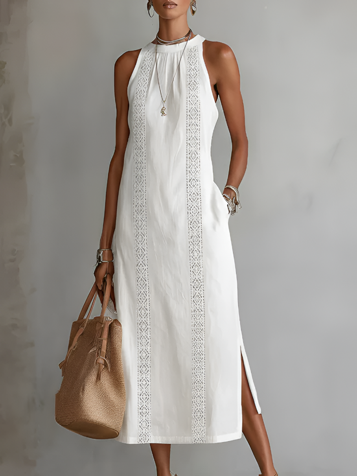 BEVERLY | TUMMY COVERAGE EMBROIDERED MIDI DRESS