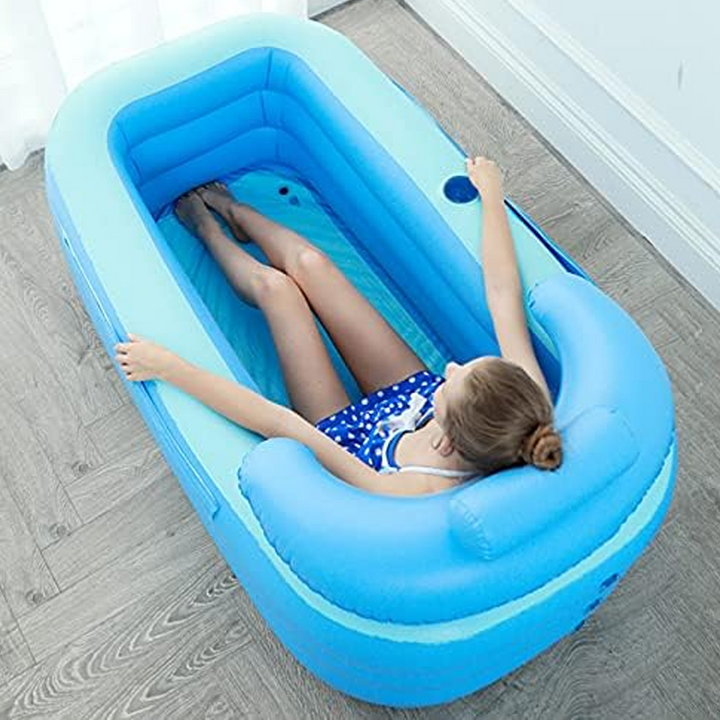 Inflatable Bathtub 63 x 33.1 x 29.1 Inch Blue PVC 5