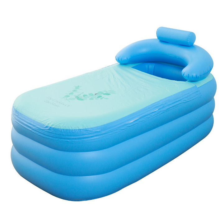 Inflatable Bathtub 63 x 33.1 x 29.1 Inch Blue PVC Blue 1