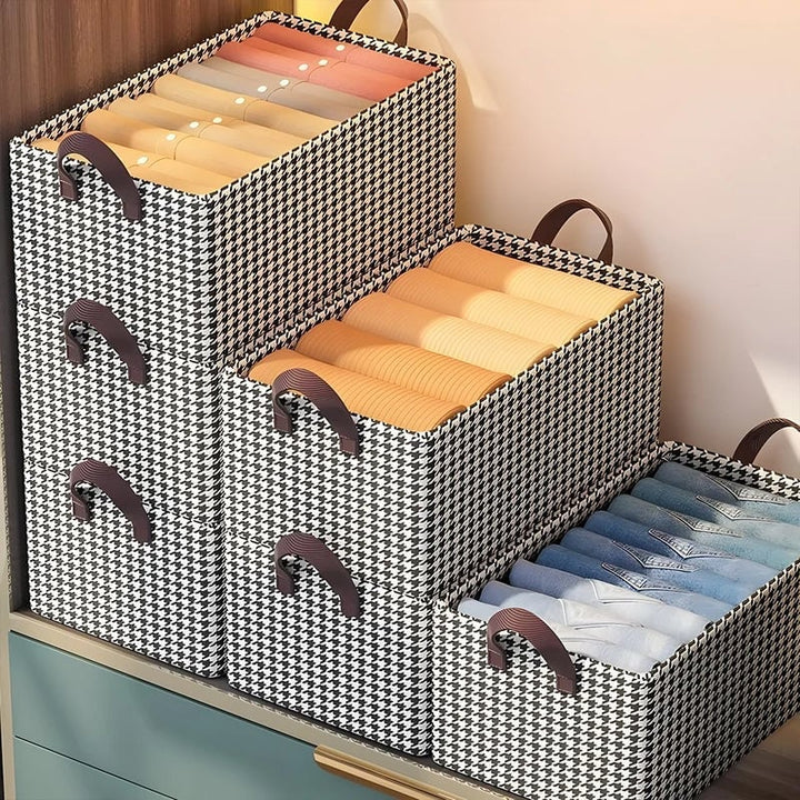 Jeans Organizer Foldable 15.7 x 11 x 7.9 Inch Houndstooth 5
