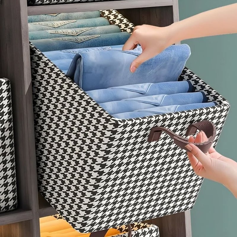 Jeans Organizer Foldable 15.7 x 11 x 7.9 Inch Houndstooth 6