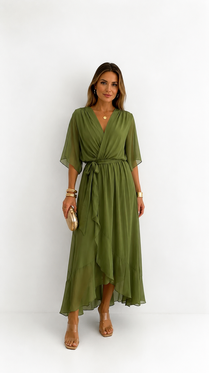 LOTTIE | TUMMY COVERAGE WRAP MAXI DRESS