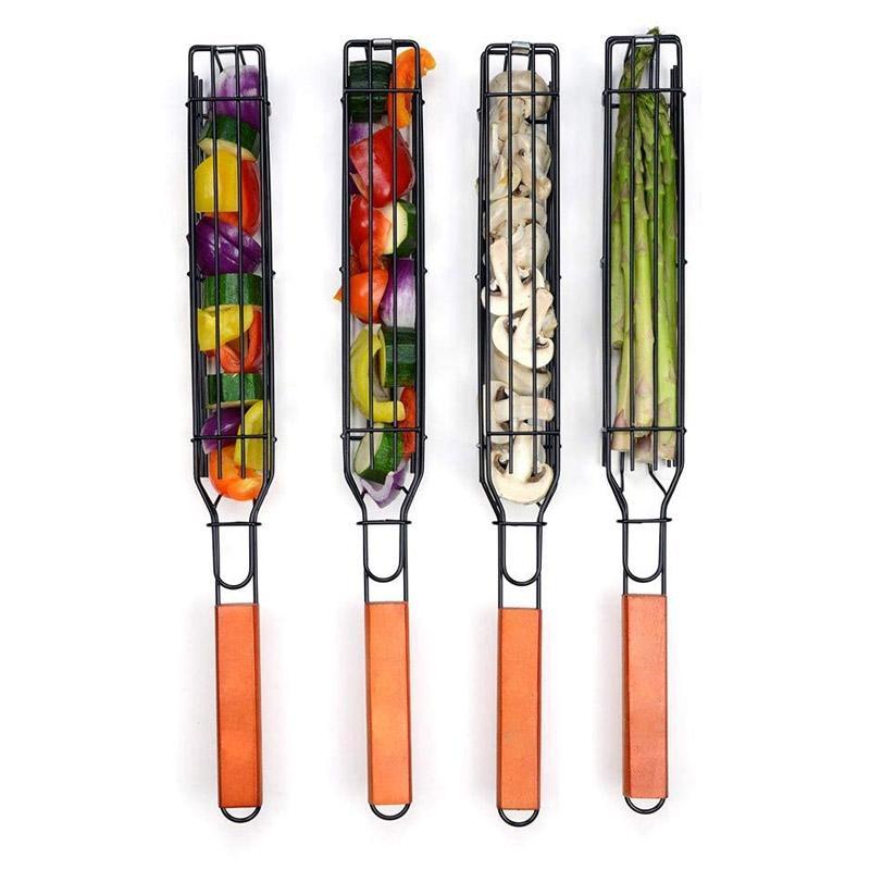 Kabob Grill Baskets Set of 3 with Wood Handles 3