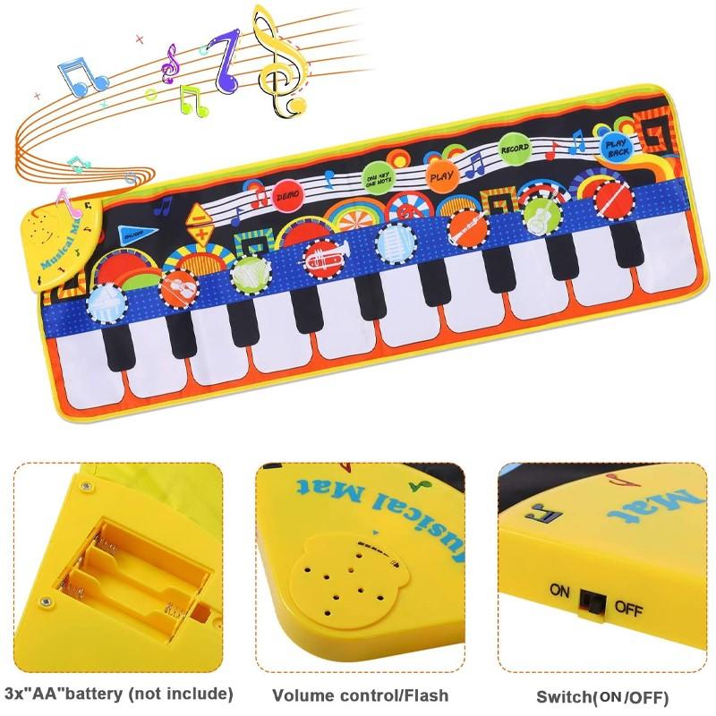 Kids Piano Dance Mat Musical Floor Keyboard Fabric 3 AA Battery 5