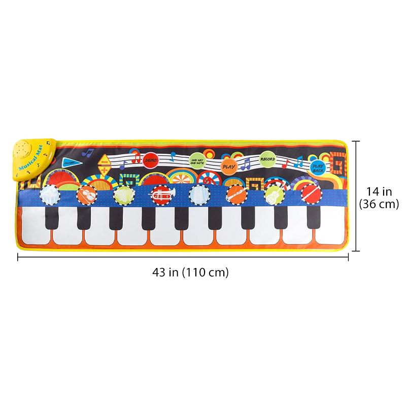 Kids Piano Dance Mat Musical Floor Keyboard Fabric 3 AA Battery Black 1