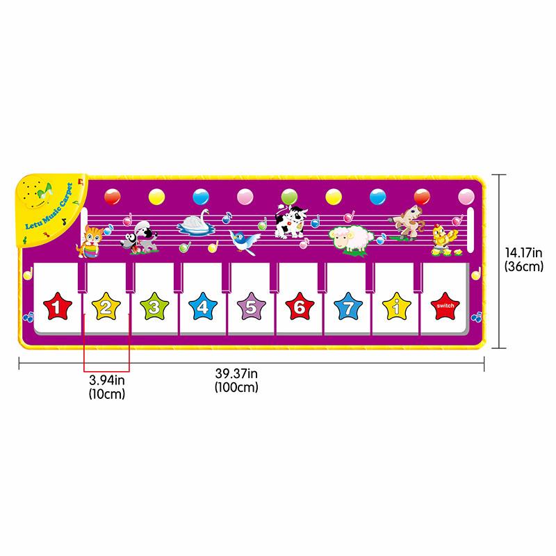 Kids Piano Dance Mat Musical Floor Keyboard Fabric 3 AA Battery Pink 1