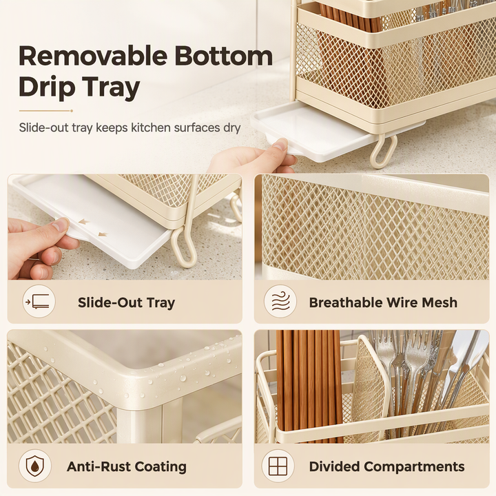Kitchen Utensil Holder Wall Mount or Countertop with Drip Tray 3