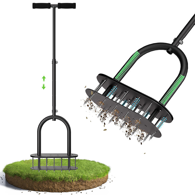 Lawn Coring Aerator 15 Spikes with Adjustable Handle 1
