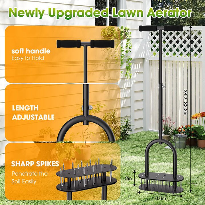 Lawn Coring Aerator 15 Spikes with Adjustable Handle 3