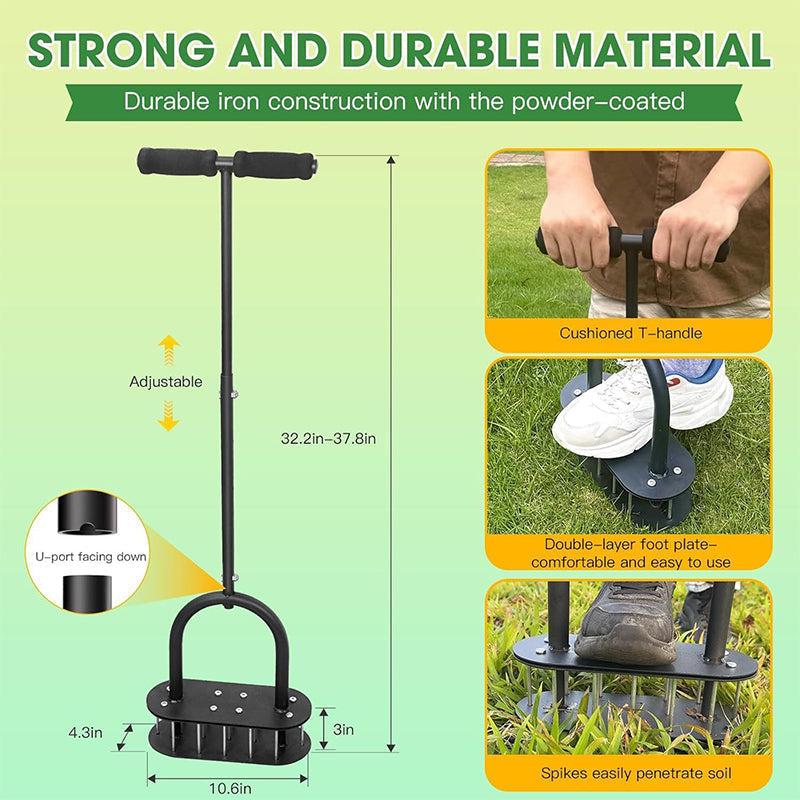 Lawn Coring Aerator 15 Spikes with Adjustable Handle 4