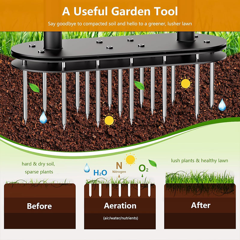 Lawn Coring Aerator 15 Spikes with Adjustable Handle 5