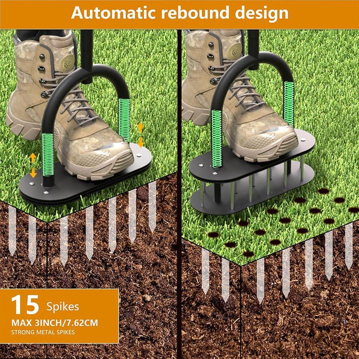 Lawn Coring Aerator 15 Spikes with Adjustable Handle 6