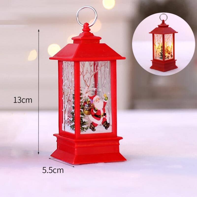 LED Christmas Lantern with Swirling Glitter 5.1 Inch Set of 2 1
