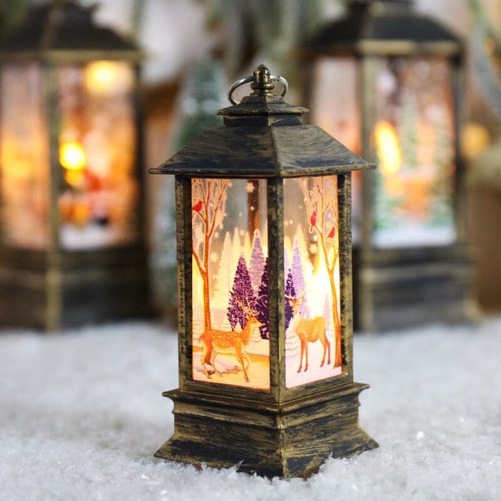 LED Christmas Lantern with Swirling Glitter 5.1 Inch Set of 2 Elk Gold 1