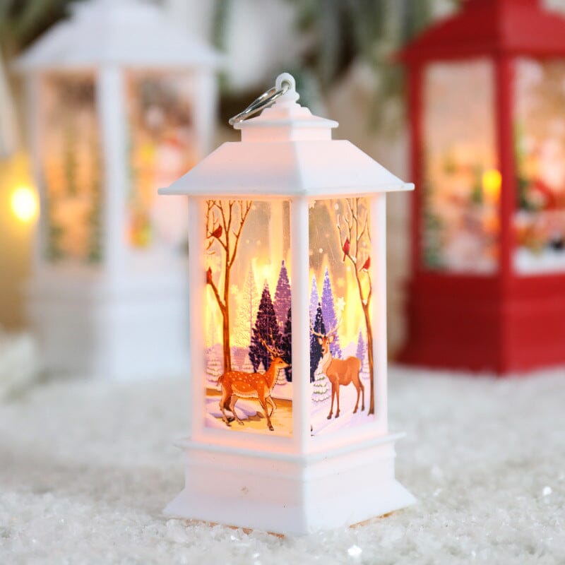 LED Christmas Lantern with Swirling Glitter 5.1 Inch Set of 2 Elk White 1