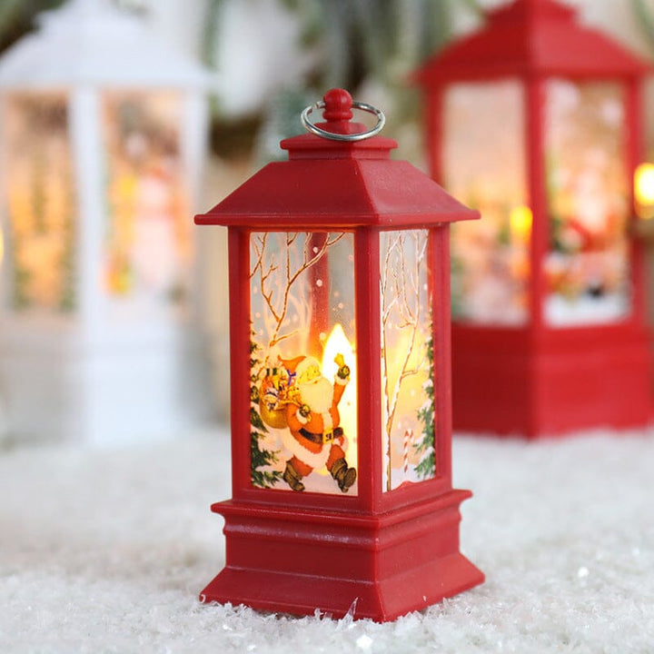 LED Christmas Lantern with Swirling Glitter 5.1 Inch Set of 2 Santa Claus Red 1