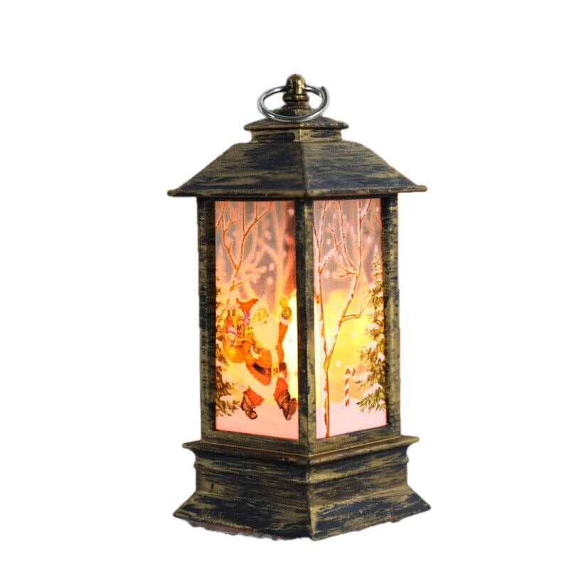 LED Christmas Lantern with Swirling Glitter 5.1 Inch Set of 2 on white