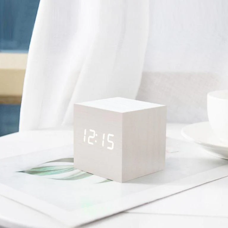 LED Cube Digital Clock 2.4 Inch USB or Battery Set of 2 3