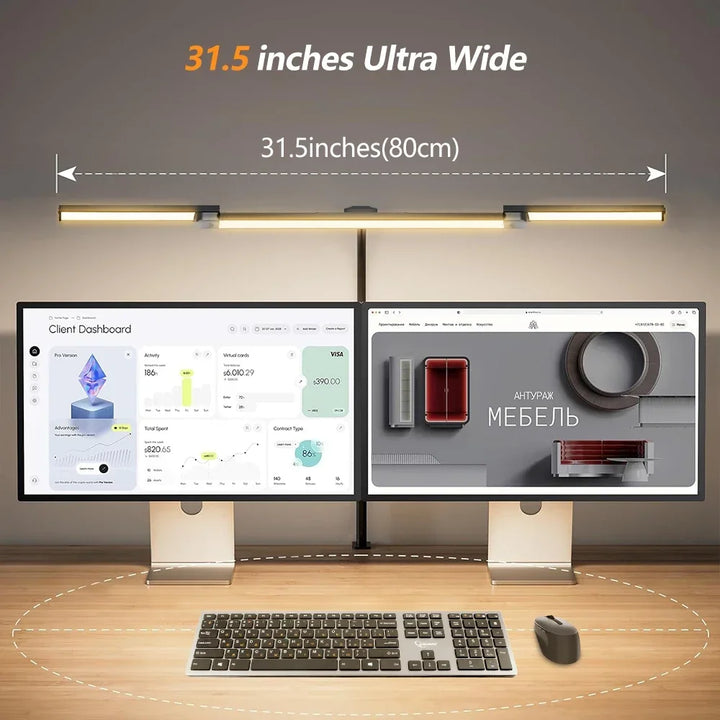 LED Desk Lamp with Clamp Gooseneck Arm and Wide Light Bar USB 1