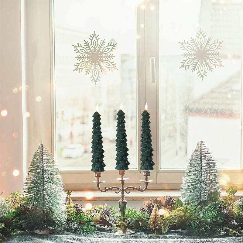 LED Taper Candles Christmas Tree Shape Set of 4 with Remote 10