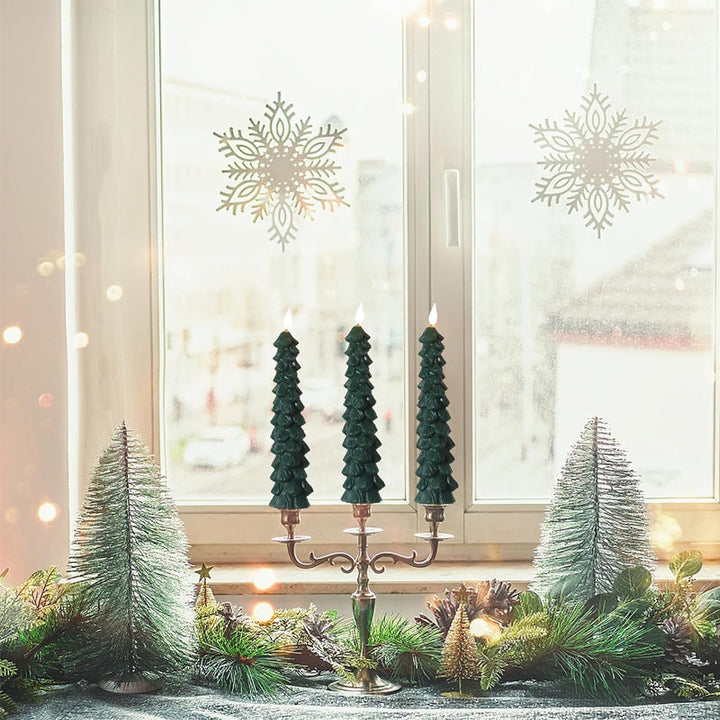 LED Taper Candles Christmas Tree Shape Set of 4 with Remote 10