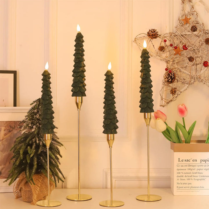 LED Taper Candles Christmas Tree Shape Set of 4 with Remote 7