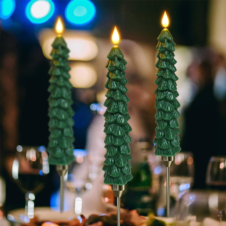 LED Taper Candles Christmas Tree Shape Set of 4 with Remote 8