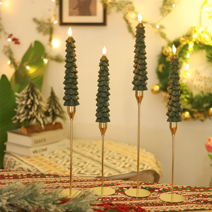 LED Taper Candles Christmas Tree Shape Set of 4 with Remote 9