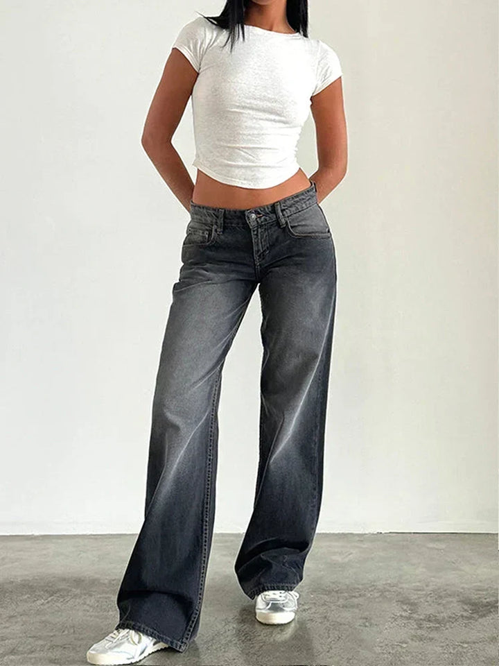 Low Rise Baggy Wide Leg Jeans Gray 3