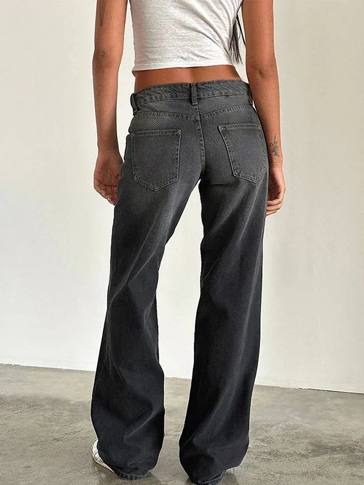 Low Rise Baggy Wide Leg Jeans Gray 5