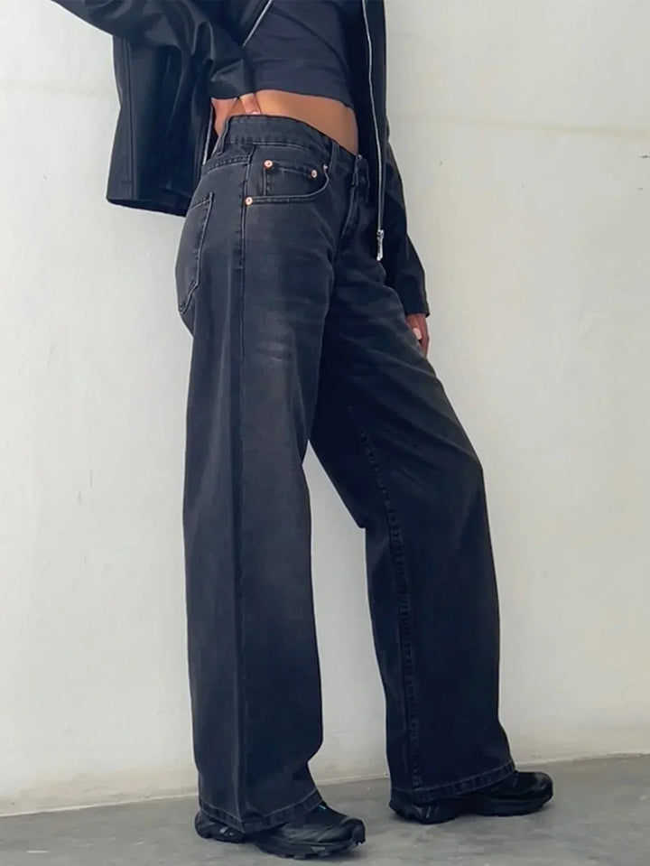 Low Rise Baggy Wide Leg Jeans Navy 1