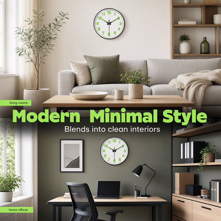 Luminous Wall Clock 8 in Quiet Sweep Movement Set of 2 2