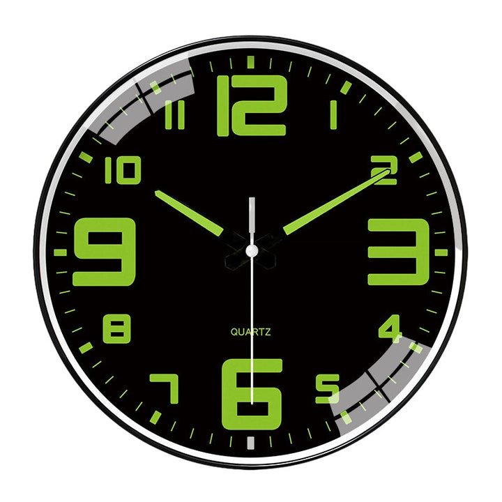 Luminous Wall Clock 8 in Quiet Sweep Movement Set of 2 Black Dial Black Frame 1