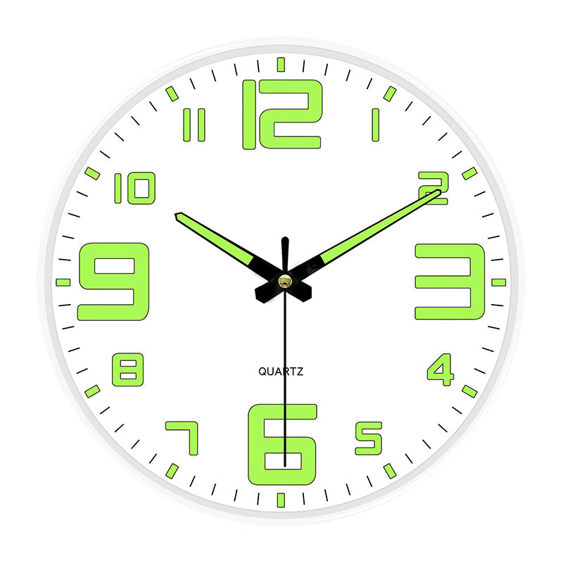 Luminous Wall Clock 8 in Quiet Sweep Movement Set of 2 Bold Numerals White Frame 1