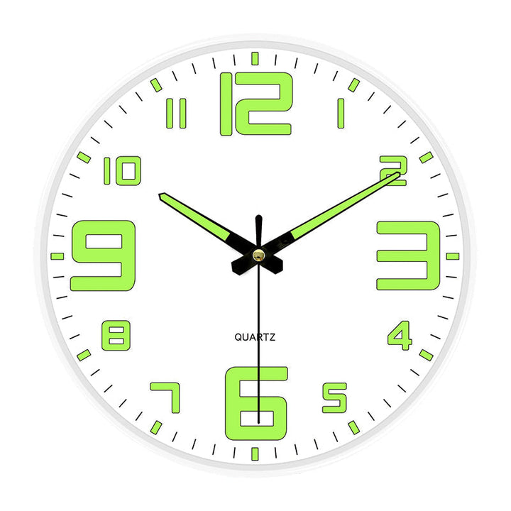 Luminous Wall Clock 8 in Quiet Sweep Movement Set of 2 Bold Numerals White Frame 1
