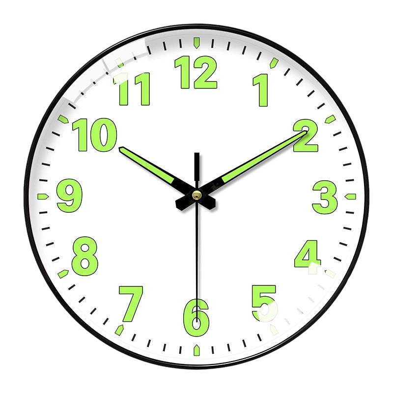 Luminous Wall Clock 8 in Quiet Sweep Movement Set of 2 Classic Numerals Black Frame 1
