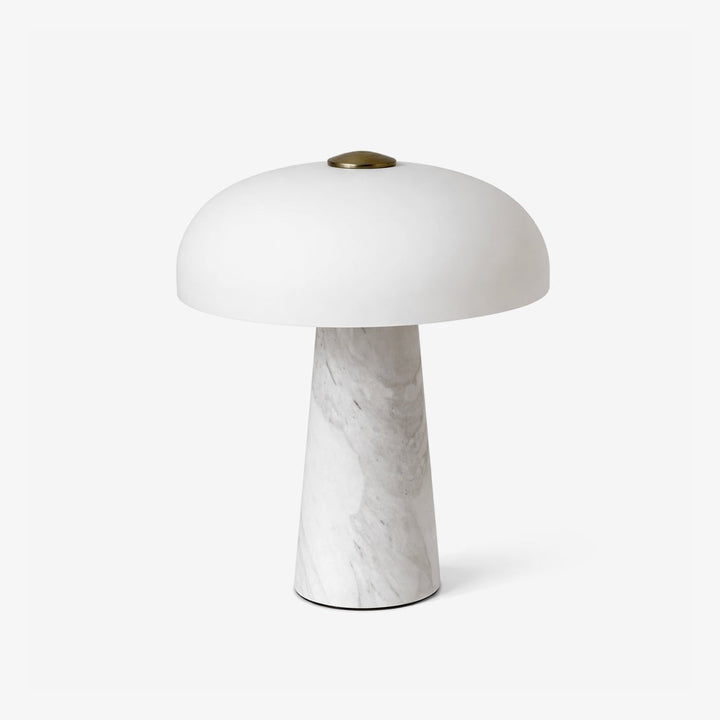 Marble Base Dome Table Lamp White Glass Shade 9.4 in 1