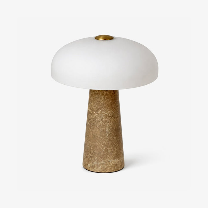 Marble Base Dome Table Lamp White Glass Shade 9.4 in Brown 1