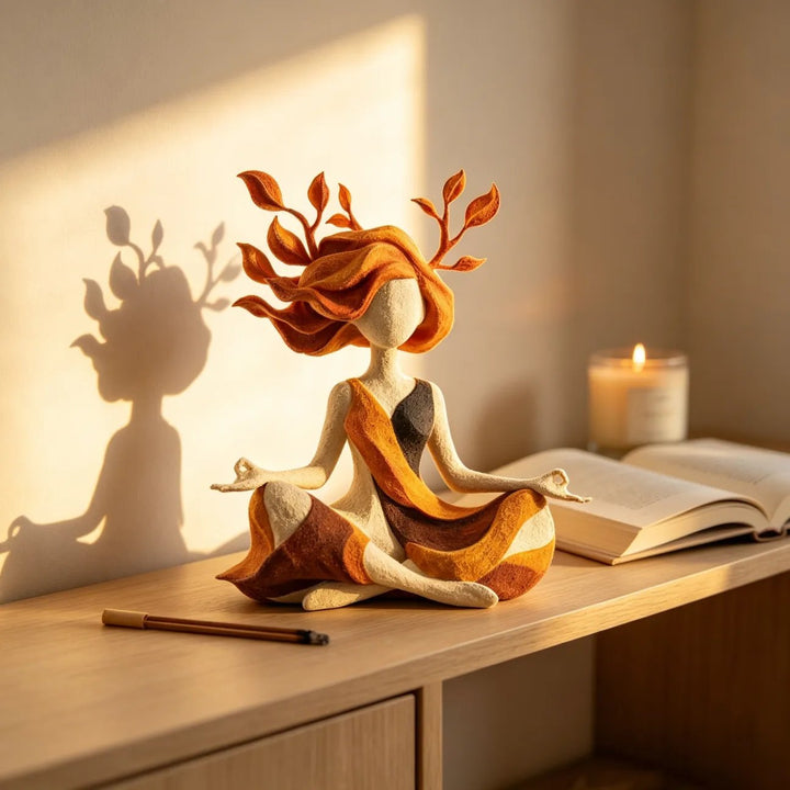 Meditation Figurine Resin Sculpture 6.5 Inch Amber 1
