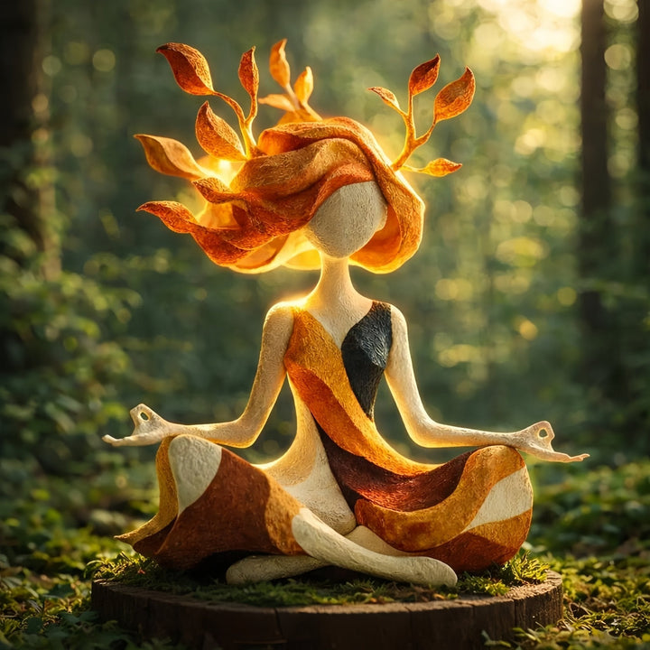 Meditation Figurine Resin Sculpture 6.5 Inch Amber 2
